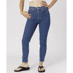 Re/Done 90s High Rise Ankle Crop Jeans Western‎ Rinse Blue Size 30